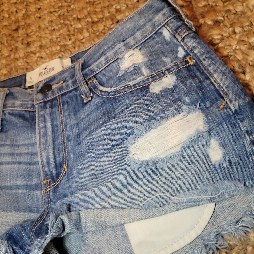 Hollister Low Rise Micro Mini Destroyed Bleached Denim Jean Shorts Y2K 5/6 27